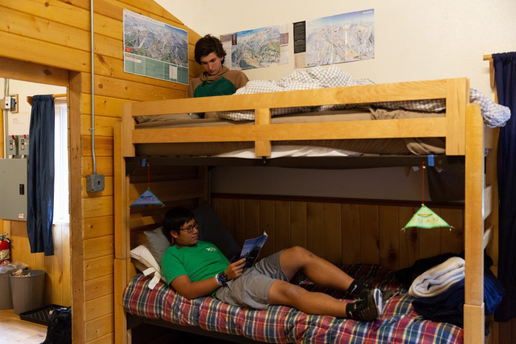While studying at HMI, students sleep in off-the-grid cabins with seven or eight of their peers. Each cabin is equipped with a small solar panel that only produces enough power to turn on the lights.