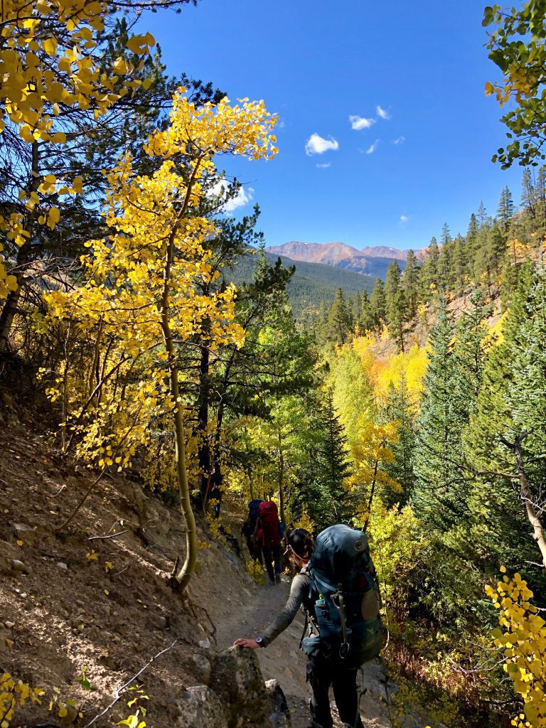 HMI Gap, golden aspens, fall foliage, sawatch mountains, backpacking, rock climbing and conservation